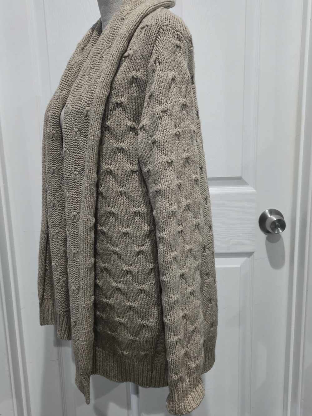 Vince Tuck Stitch Yak Wool Cardigan Taupe Shawl Collar S - Picture 7 of 15
